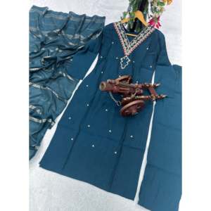 Costume de soirée pour femmes de marque avec broderie, ensemble pantalon et dupatta - Product Image 5