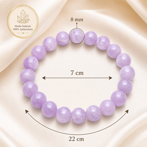 Natural Kunzite 8mm Round Gemstone <b>Crystal</b> Beaded Stretch <b>Bracelet</b> Women's Cute Style Third Party Certified Wholesale Supply - Product Image 3