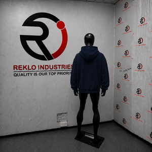 Sudadera con capucha azul marino personalizada con cremallera, estilo gótico oversize, bordado de letras AB, streetwear unisex, sudadera con capucha pesada para hombre - Product Image 4