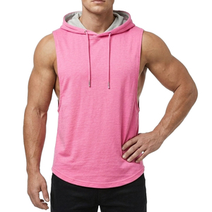 Débardeurs de sport pour hommes de haute qualité, sans manches, à capuche, avec logo personnalisé, ourlet incurvé, pour la performance et le fitness, vente en gros - Product Image 1