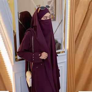 Niqab musulman OEM 2026 de Malaisie, élégant hijab intégral en tissu Nida, couleur unie, pour femme - Product Image 6
