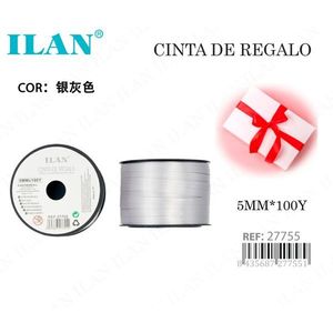 Nastro Regalo Ilan 5mm x 100Y Grigio Argento per Confezioni - Product Image 1