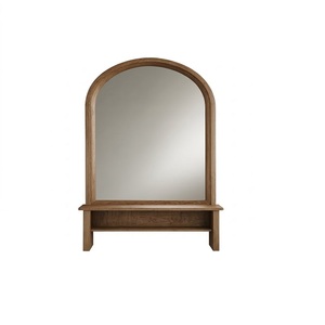 Trending Design Indian Manufacturer Acacia Wood Arch Shape Wooden Wall <b>Mirror</b> <b>with</b> <b>Tray</b> Modern Decorative Design Wall Mount - Product Image 3