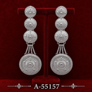 Fashion Round Layered Drop <b>Earrings</b> with <b>Chains</b> – Gold & Silver Plated Statement Jewelry 55155 - Product Image 2