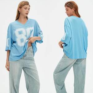 Haut streetwear unisexe personnalisé OEM, col en V oversize, en maille, avec impression de numéro, respirant, pour l'été, décontracté, tendance, fournisseur - Product Image 1