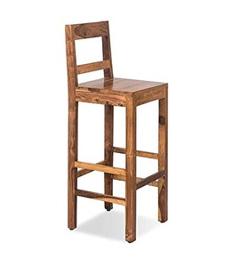 Chaise de bar moderne en bois massif avec structure en bois robuste et base stable pour bar à domicile, comptoir de cuisine, café, restaurant, usage commercial - Product Image 1