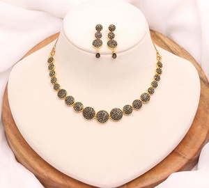 RAY FINE ORNATES Vintage IGI Certified 22K Gold Plated <b>Ruby</b> Pink Bridal Jewelry Set Indian Wedding <b>Necklace</b> Earrings Gift for - Product Image 2