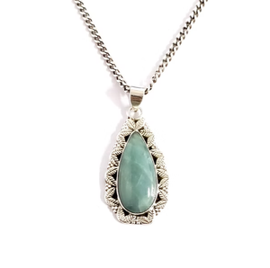Pendentif unisexe en argent 925, 7,3 grammes, forme goutte d'eau, aquamarine, bijou de créateur, cadeau pour fiançailles ou fête - Product Image 2
