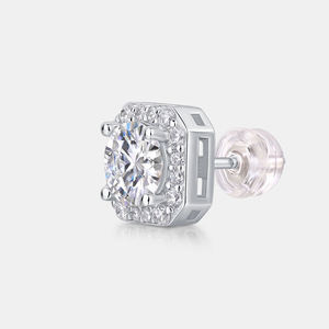 Round Moissanite <b>Stud</b> <b>Earrings</b> 925 Silver Claw Setting Classic Everyday Wear Unisex Jewelry White Pink <b>Blue</b> Purple Black - Product Image 3