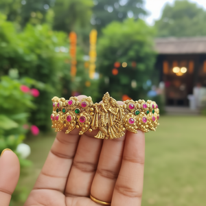 Ethnic Gold Plated <b>Copper</b> Bridal <b>Bangles</b> with Zircon Flower Design for Engagement - Product Image 3