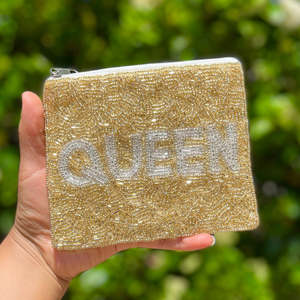 Sac à main tendance en perles dorées Queen, porte-monnaie à fermeture éclair, fait à la main, accessoire de soirée, cadeau parfait pour les femmes et les filles, compact - Product Image 6