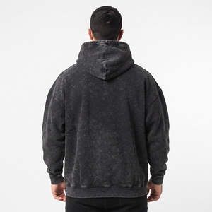 Sweat-shirt à capuche surdimensionné pour homme, délavé à l'acide, avec strass, en coton vintage, style streetwear - Product Image 2