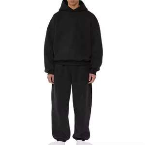 Ensemble jogging 2 pièces pour homme, 100% coton, imprimé personnalisé, broderie et patchwork, couleur unie, effet délavé - Product Image 4