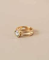 Bague de fiançailles de luxe en moissanite à double bande couleur or, taille ovale, sertissage invisible, bijoux fins pour femme, cadeau en or jaune