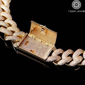 สร้อยคอผู้ชาย Charm_Jewells ชุบทอง 14K ประดับเพชรโมอิสซาไนต์ทรงบริลเลียนต์แบบไมโครอินเซ็ต สไตล์ฮิปฮอป พร้อมใบรับรอง IGI เหมาะสำหรับงานปาร์ตี้ - Product Image 4