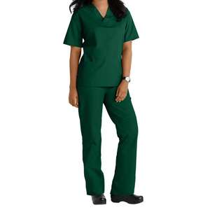 Ensemble d'uniformes médicaux en coton 100 % tissé à col en V pour infirmières, vente en gros - Product Image 1