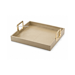 Bandeja de Servir Octogonal de Cuero con Asas Doradas, Color Sólido, Uso Residencial - Product Image 4