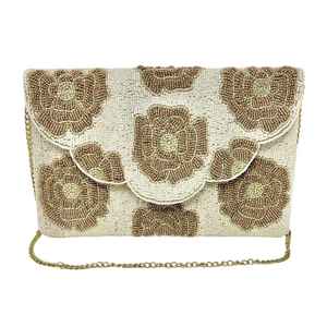 Bolso de mano artesanal con cuentas de semillas de algodón y bordado estilo ángel, de forma rectangular, para fiestas, para mujeres y niñas. - Product Image 1