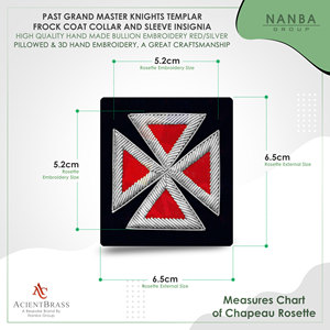 Insignia de manga para uniforme de Caballero Templario Antiguo Gran Maestro, roja y plateada |   Accesorios para Cabañas |   Rosa Ceremonial - Product Image 4
