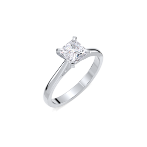 IGI Certified 1ct Princess Cut Lab Grown Diamond <b>Solitaire</b> Engagement <b>Ring</b> in Solid 925 Sterling <b>Silver</b> - Product Image 2