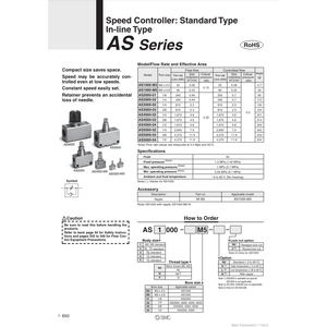 อุปกรณ์ควบคุมความเร็วลม AS5000-02ชิ้นส่วนนิวเมติก SMC - Product Image 2