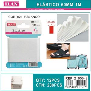 Nastro Elastico Ilan 60Mm 1M Bianco Per Artigianato E Cucito - Product Image 3