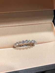East West Moissanite Round Cut Full <b>Eternity</b> Band <b>Ring</b> For Unisex Original 925 <b>Silver</b> Fine Wedding Birthday Party Gift For Her - Product Image 5
