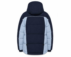 Manufacturer Winter Puffer <b>Jacket</b> Oversized Hood Color Block Construction Custom Rubber Patch Thick Polyester Filling Outerwear - Product Image 3