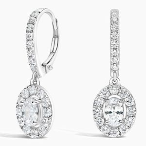 Oval Cut Moissanite Hoop <b>Earrings</b> for Women <b>Cute</b> Engagement Jewelry Handmade - Product Image 2