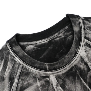 <b>Men's</b> Oversized <b>Tie</b>-Dye Short Sleeve T-Shirt O-Neck Knitted Street Style <b>Black</b> White Pattern Regular Fit - Product Image 3