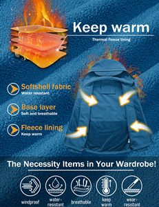 Functional Softshell Jacket Men's Waterproof Windproof Outdoor Workwear Stand Fleece <b>Lined</b> 4 Way Stretch Winter <b>Coat</b> Front - Product Image 2