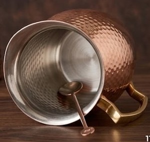 Carafe en cuivre artisanale Tamra Jal, magnifique récipient en cuivre semi-martelé, décoratif et fait main, écologique - Product Image 4