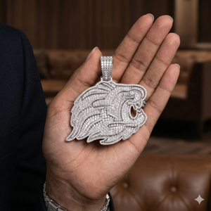 Men's Hip Hop <b>Style</b> Custom Bling Lion <b>Head</b> Face Fully Iced 925 Sterling Silver Moissanite Diamond fine jewelry Necklace Pendant - Product Image 4