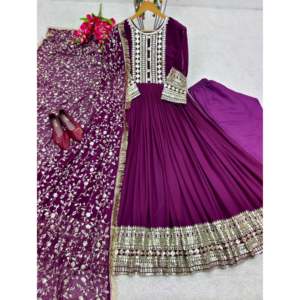 Ensemble élégant pour femmes avec pent et dupatta brodés, robe élégante - Product Image 1