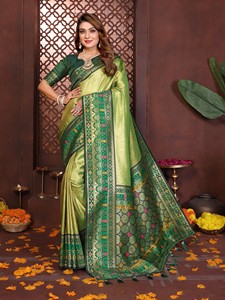 Banarasi <b>Tissue</b> Silk Saree-Traditional <b>Wedding</b> Diwali & Party Wear Quick Dry - Product Image 3
