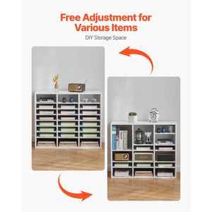 Organizzatore da Scrivania in Legno con 24 Scomparti, Cassettiera in MDF con Ripiani Regolabili per Ufficio - Product Image 5