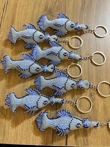 Crochet Beaded Fish Keychain: Handmade Ocean <b>Bag</b> <b>Charm</b> Animal <b>Charm</b> Ocean Lover Gift, Blue Bead Keyring, Sea-Inspired Accessory, - Product Image 5