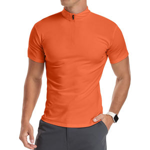 Wholesale Custom Solid Colors Quarter Zipper T-<b>Shirt</b> Short Sleeve <b>Zip</b> <b>up</b> Lightweight Casual <b>Shirts</b> Quarter <b>Zip</b> T-<b>shirt</b> For <b>Men</b> - Product Image 5