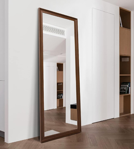 Large organic wavy <b>arch</b> <b>full</b> <b>length</b> floor <b>mirror</b> crafted with a natural brown wooden frame.available At Wholesale Prices. - Product Image 3
