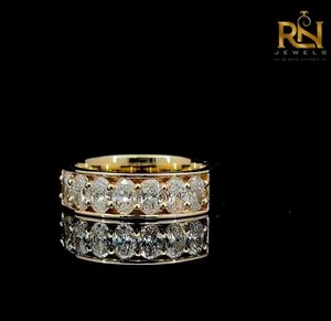 Heavy Wide Oval Lab Grown Diamond Wedding <b>Ring</b> Solid Gold <b>Thick</b> Statement Band Men Women OEM ODM Wholesale B2B Supply - Product Image 2