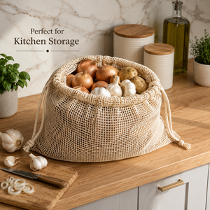 Sac en coton à cordon de serrage |   Pochette de rangement pour produits réutilisable, écologique, recyclable, pour les courses, les cadeaux, les voyages - Product Image 3