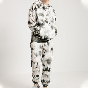 Conjunto de chándal de invierno 100% algodón con capucha y efecto tie-dye para hombre, talla grande, 3D, MOQ bajo, ropa deportiva - Product Image 1