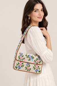 Bolso de mano con cuentas estilo bohemio para mujer, con borlas y lentejuelas de leopardo, para uso diario, con cierre de solapa y correa única, diseño Tropical Garden - Product Image 5