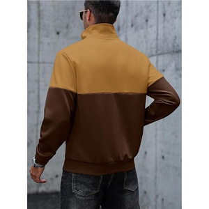 <b>Men's</b> Color Blocking <b>Racer</b> <b>Jacket</b> Stand Collar Zipper Closure Windproof Sporty Style Autumn Wear Polyester Material - Product Image 3
