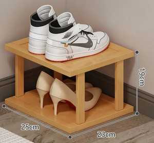 Wooden Two Tier Shoe Rack Organizer for Sneakers High Top Shoes Storage Stand Compact Footwear Shelf for Home Entryway - Product Image 4