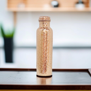 FAIZA CRAFT FC-9783 Hammered Copper Eco-Friendly Modern <b>Water</b> <b>Bottle</b> with Screw Lid Luxury Portable <b>Metal</b> Drinkware - Product Image 1