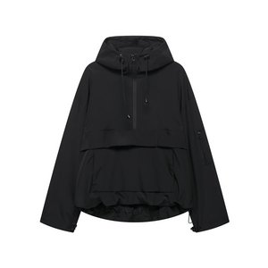 Unisex Hooded Half Zip Windbreaker <b>Jacket</b> With Pockets Casual Loose Fit Autumn Outerwear - Product Image 2