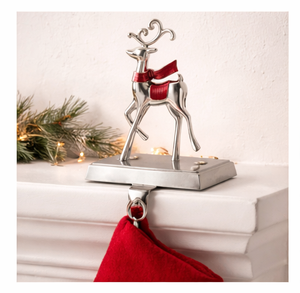 Luxury Silver Metal Reindeer <b>Stocking</b> <b>Holder</b> For Mantel Sturdy Zinc Alloy Fireplace <b>Stocking</b> Hanger With Weighted Base Nordic - Product Image 3