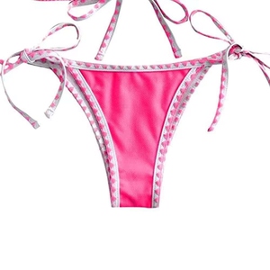 Conjunto de Bikini de 2 Piezas con Cintura Alta y Efecto Push-Up para Mujer, Estampado Animal, Perlas, Logotipo Frontal, Tela de Secado Rápido, para Playa, Piscina, Verano - Product Image 5