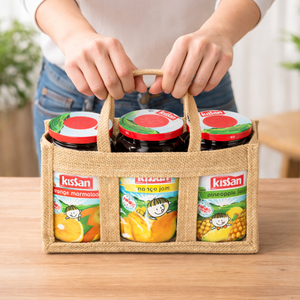 Custom 4 Compartment <b>Small</b> Jute Wine Tote Bag Non Woven Handles Bottle Carrier <b>Jar</b> Storage Plain Logo Promo Gift Shopper - Product Image 6